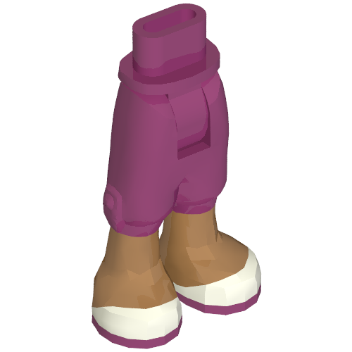 Rendu LDraw de Mini-poupées bassin et pantalons avec jambes moyennes nougat et chaussures blanches motif imprimé (Minidoll Hips and Cropped Trousers with Medium Nougat Legs and White Shoes Print), couleur indicative