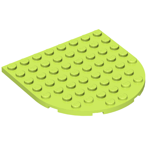 Rendu LDraw de Plaque 8 x 8 avec extrémité arrondie (Plate 8 x 8 with Rounded End), couleur indicative