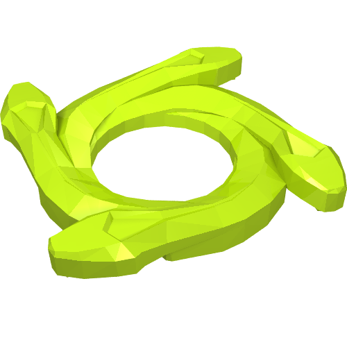 Rendu LDraw de Ring 4 x 4 avec 2 x 2 trou and 4 Snake tête Ends (Ninjago Spinner Crown), couleur indicative
