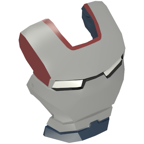 Rendu LDraw de Headwear Accessory Visor Top charnière avec Silver Face Shield, White Eyes and Dark Red Trim Print (Iron Patriot), couleur indicative