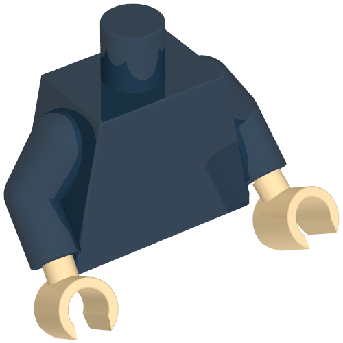 Rendu LDraw de torse, Dark Blue Arms, Light Nougat Hands [Plain], couleur indicative