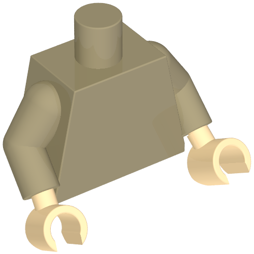 Rendu LDraw de torse, Dark Tan Arms, Light Nougat Hands [Plain], couleur indicative