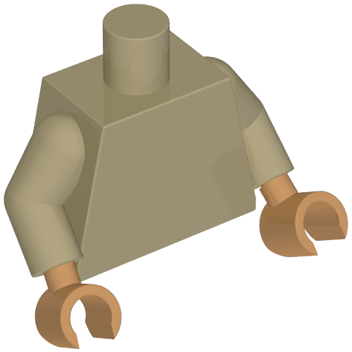 Torse, bras beige foncés, mains moyennes de nougat [sans motif] (Torso, Dark Tan Arms, Medium Nougat Hands [Plain])