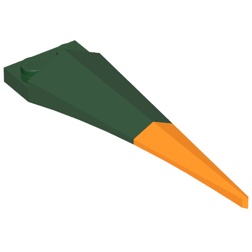 Rendu LDraw de Plaque spéciale 1 x 2 avec extension angulaire et embout orange flexible (Plate Special 1 x 2 with Angular Extension and Flexible Orange Tip), couleur indicative