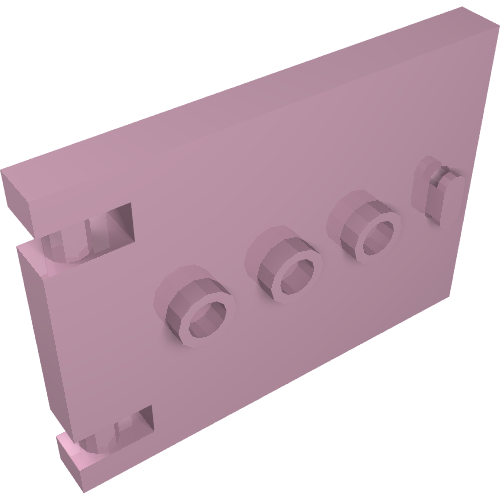 Rendu LDraw de Porte 1 x 5 x 3 avec 3 tenons et poignée (Door 1 x 5 x 3 with 3 Studs and Handle), couleur indicative