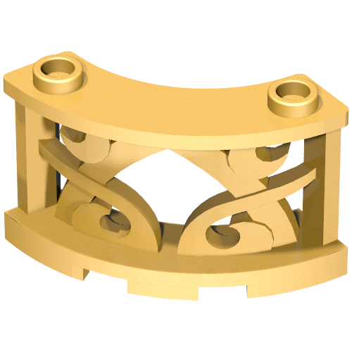 Rendu LDraw de Clôture décorative 3 x 3 x 2 Quart de tour avec 2 tenons (Fence Decorative 3 x 3 x 2 Quarter Round with 2 Studs), couleur indicative