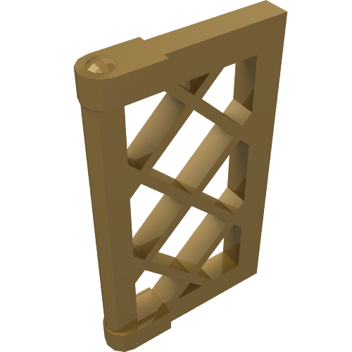 Rendu LDraw de Fenêtre 1 x 2 x 3 Pané avec onglets d'angle épais (Window 1 x 2 x 3 Pane Latticed with Thick Corner Tabs), couleur indicative