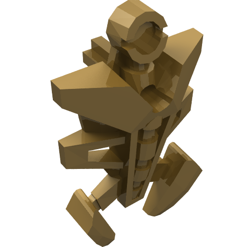 Rendu LDraw de Couvercle de torse de grande figurine, armure, petit triangulaire avec extrémité de pince (Large Figure Torso Cover, Armor, Small Triangular with Pincer End), couleur indicative