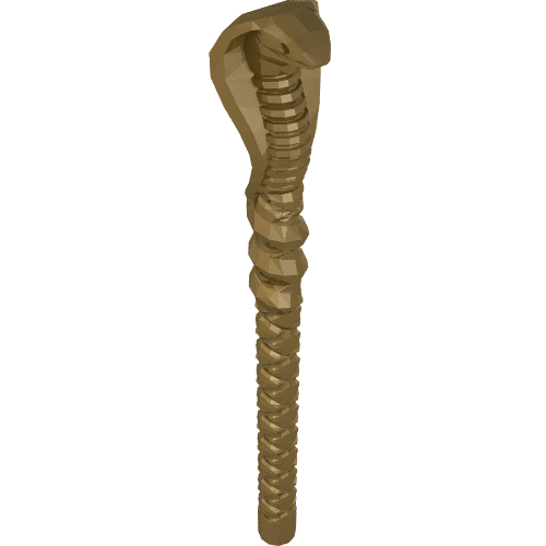 Rendu LDraw de Armes à tête de serpent (Pharaon) (Weapon Staff with Snake Head (Pharaoh)), couleur indicative