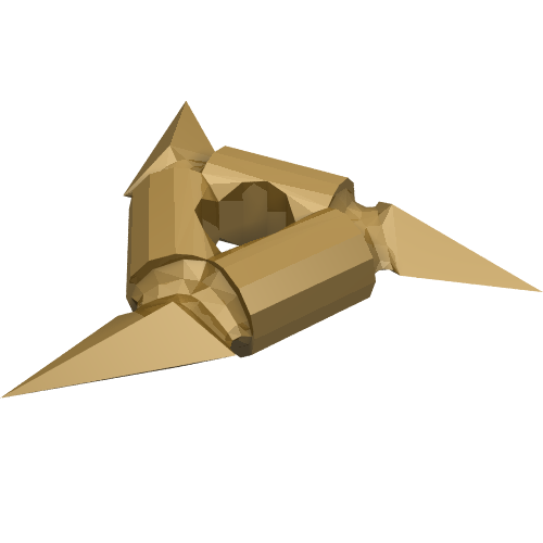 Rendu LDraw de Lanceur d'armes Star / Shuriken avec poignées lisses (Weapon Throwing Star / Shuriken with Smooth Grips), couleur indicative