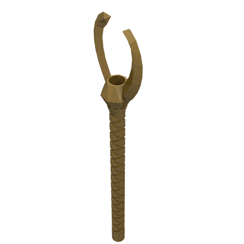 Rendu LDraw de Armes à pointe fourchue (Pharaon) (Weapon Staff with Forked End (Pharaoh)), couleur indicative