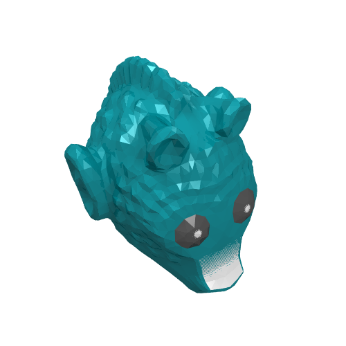 Rendu LDraw de figurine tête spéciale, Rodian avec Black Eyes Print (Greedo), couleur indicative