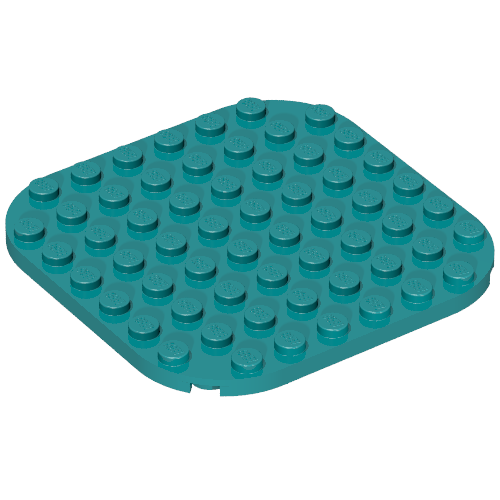 Rendu LDraw de Plaque ronde Coins 8 x 8 (Plate Round Corners 8 x 8), couleur indicative