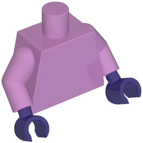 Rendu LDraw de torse, Medium Lavender Arms, Dark Purple Hands [Plain], couleur indicative