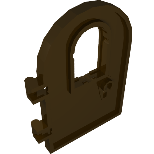 Rendu LDraw de Porte 1 x 4 x 6 haut rond avec fenêtre et trou de serrure, bord renforcé (Door 1 x 4 x 6 Round Top with Window and Keyhole, Reinforced Edge), couleur indicative