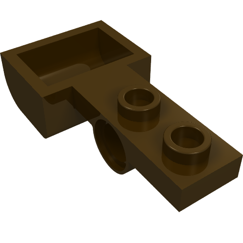 Rendu LDraw de Lanceur, 1 x 4 avec 1 x 2 plaques avec trou d'connecteur et seau (capapulte) (Launcher, 1 x 4 with 1 x 2 Plate with Pin Hole and Bucket (Catapult)), couleur indicative