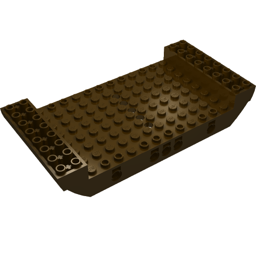 Rendu LDraw de Section de coque de bateau, grand milieu 8 x 16 x 2 1/3 avec 5 trous (Boat Hull Section, Large Middle 8 x 16 x 2 1/3 with 5 Holes), couleur indicative