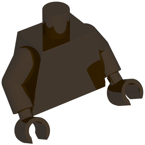 Rendu LDraw de torse, Dark Brown Arms and Hands [Plain], couleur indicative