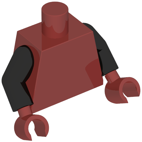 Torse, armure avec patins bleu foncé et pinces argentées motif imprimé (Atome), bras noirs, mains rouge foncé (Torso, Armor with Dark Blue Pates and Silver Clips Print (Atom), Black Arms, Dark Red Hands)