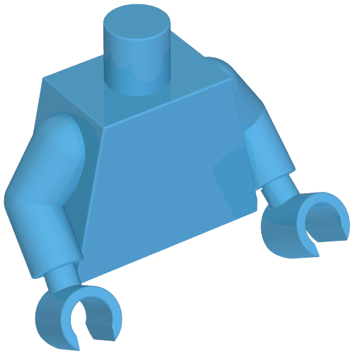 Rendu LDraw de torse, Dark Azure Arms and Hands [Plain], couleur indicative