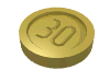 Rendu LDraw de Argent / Pièce avec "30" Type Sans-serif (Money / Coin with "30" Sans-serif Type), couleur indicative