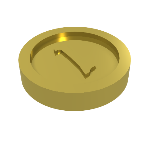 Rendu LDraw de Argent / Pièce avec "1" Type Gothique (Money / Coin with "1" Gothic Type), couleur indicative