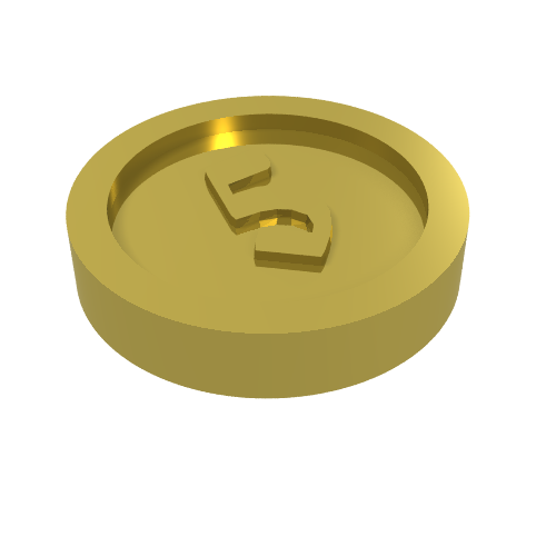 Rendu LDraw de Argent / Pièce avec "5" Type Gothique (Money / Coin with "5" Gothic Type), couleur indicative