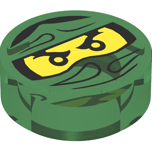 Rendu LDraw de Tuile ronde 1 x 1 avec Ninjago piégé motif imprimé Lloyd (Tile Round 1 x 1 with Ninjago Trapped Lloyd Print), couleur indicative