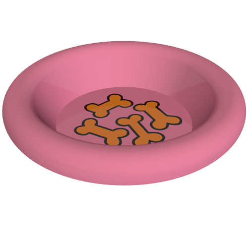 Rendu LDraw de Équipement Plat / plaque / Bol 3 x 3 avec motif imprimé Biscuit pour chien (Equipment Dish / Plate / Bowl 3 x 3 with Dog Biscuit Print), couleur indicative