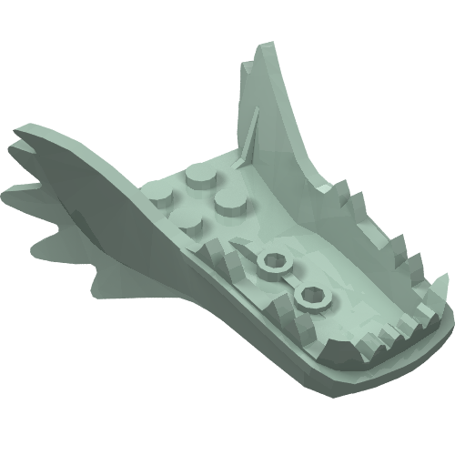 Rendu LDraw de Creature Body Part, Dragon tête Lower Jaw avec Fangs and Spikes (Ninjago), couleur indicative