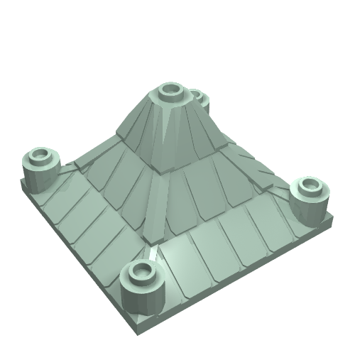 Rendu LDraw de Pièce de toit 6 x 6 x 3 pointes (Roof Piece 6 x 6 x 3 Peaked), couleur indicative