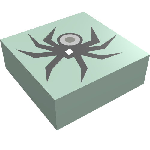 Rendu LDraw de Tuile 1 x 1 avec motif imprimé araignée (Tile 1 x 1 with Spider Print), couleur indicative