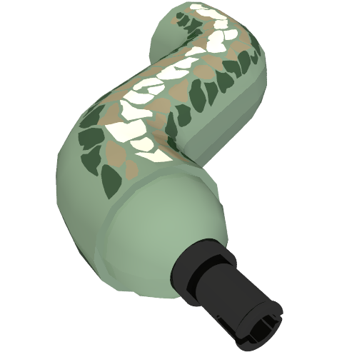 Rendu LDraw de Animal Body Part, Snake / Serpent Neck S-Curve avec Fixed connecteur avec Scales Print (Basilisk), couleur indicative