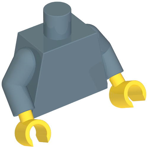Rendu LDraw de torse, Sand Blue Arms, Yellow Hands [Plain], couleur indicative