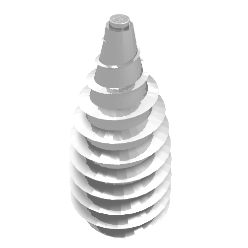 Rendu LDraw de Cône 4 x 4 x 6 2/3 perceuse avec trou gris (Cone 4 x 4 x 6 2/3 Drill with Grey Peghole), couleur indicative