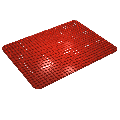 Rendu LDraw de Plaque de base 24 x 32 avec motif imprimé coins arrondis et points [358] (Baseplate 24 x 32 with Rounded Corners and Dots Print [358]), couleur indicative