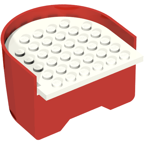 Rendu LDraw de Section de coque de bateau, poupe 6 x 6 x 3 1/3 avec pont blanc (Boat Hull Section, Stern 6 x 6 x 3 1/3 with White Deck), couleur indicative