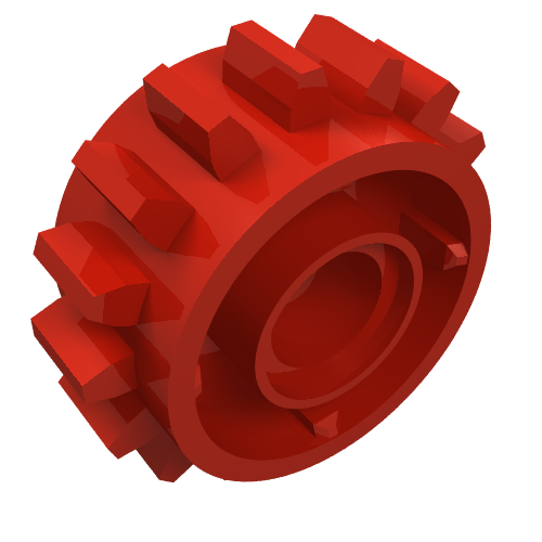 Rendu LDraw de 16 dents avec embrayage des deux côtés (Technic Gear 16 Tooth with Clutch on Both Sides), couleur indicative
