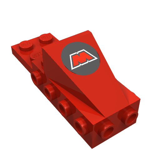 Rendu LDraw de Brique Nez de cockpit spécial avec logo MTron (Brick Special, Cockpit Space Nose with MTron Logo Print), couleur indicative