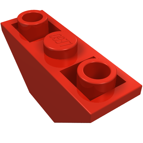 Rendu LDraw de Brique inclinée inversée 45° 3 x 1 double avec 2 complètement ouvert tenons (Brick Sloped Inverted 45° 3 x 1 Double with 2 Completely Open Studs), couleur indicative