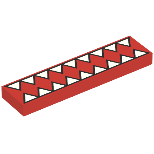 Rendu LDraw de Tuile 1 x 4 avec motif imprimé de triangles blancs (venin) (Tile 1 x 4 with White Triangles Print (Venom)), couleur indicative