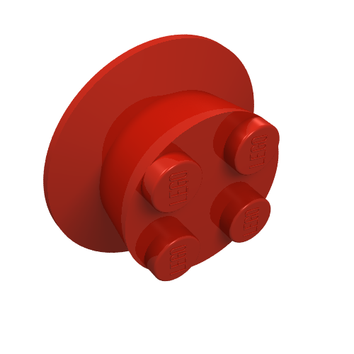 Rendu LDraw de Train roue avec 2 x 2 tenon Center, Beveled Tread and Cam axe for Motor, couleur indicative