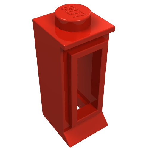 Rendu LDraw de Fenêtre 1 x 1 x 2, lèvres étendues, tenon plein [sans verre] (Window 1 x 1 x 2, Extended Lip, Solid Stud [no Glass]), couleur indicative