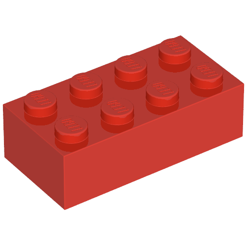 Rendu LDraw de Brique 2 x 4 sans Cross Supports, couleur indicative