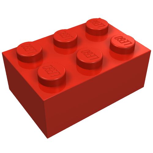 Rendu LDraw de Brique 2 x 3 sans supports croisés (Brick 2 x 3 without Cross Supports), couleur indicative