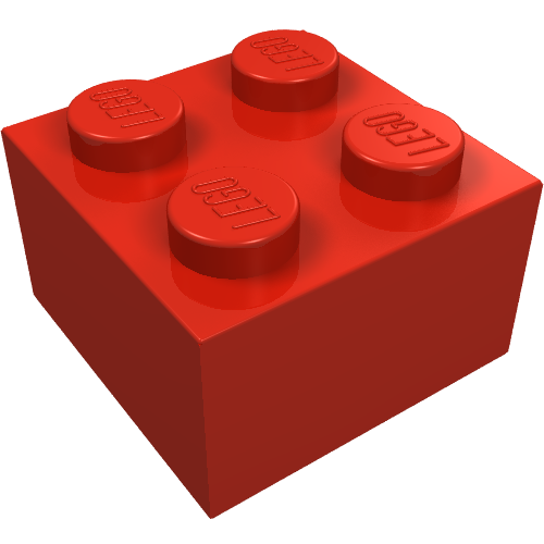 Rendu LDraw de Brique 2 x 2 sans arêtes intérieures (Brick 2 x 2 without Inside Ridges), couleur indicative