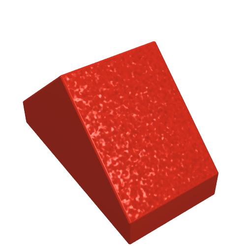Rendu LDraw de Brique inclinée 45° 2 x 1 double avec goupille de fond ovoïde (Brick Sloped 45° 2 x 1 Double with Ovoid Bottom Pin), couleur indicative