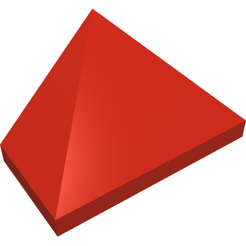 Rendu LDraw de Brique inclinée 45° 2 x 1 triple avec fond creux (Brick Sloped 45° 2 x 1 Triple with Hollow Underside), couleur indicative