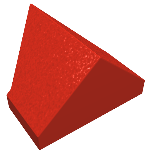Rendu LDraw de Brique inclinée 45° 2 x 1 double / inversée avec fond Tube (Brick Sloped 45° 2 x 1 Double / Inverted with Bottom Tube), couleur indicative