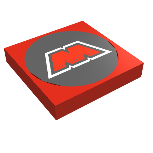 Rendu LDraw de Tuile 2 x 2 avec motif imprimé MTron Logo (Tile 2 x 2 with MTron Logo Print), couleur indicative